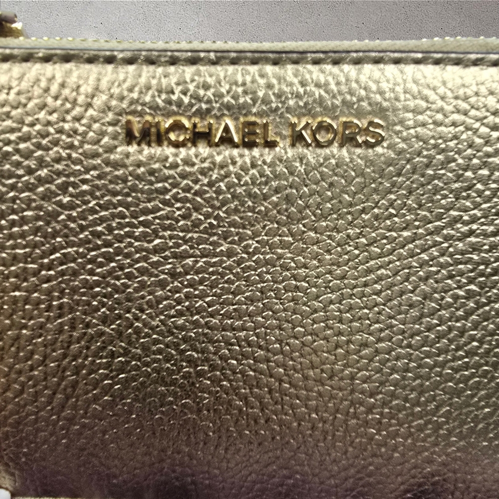 Michael Kors Jet Set Small Metallic Gold Leather Coin‎ Purse Wallet - Picture 2 of 9